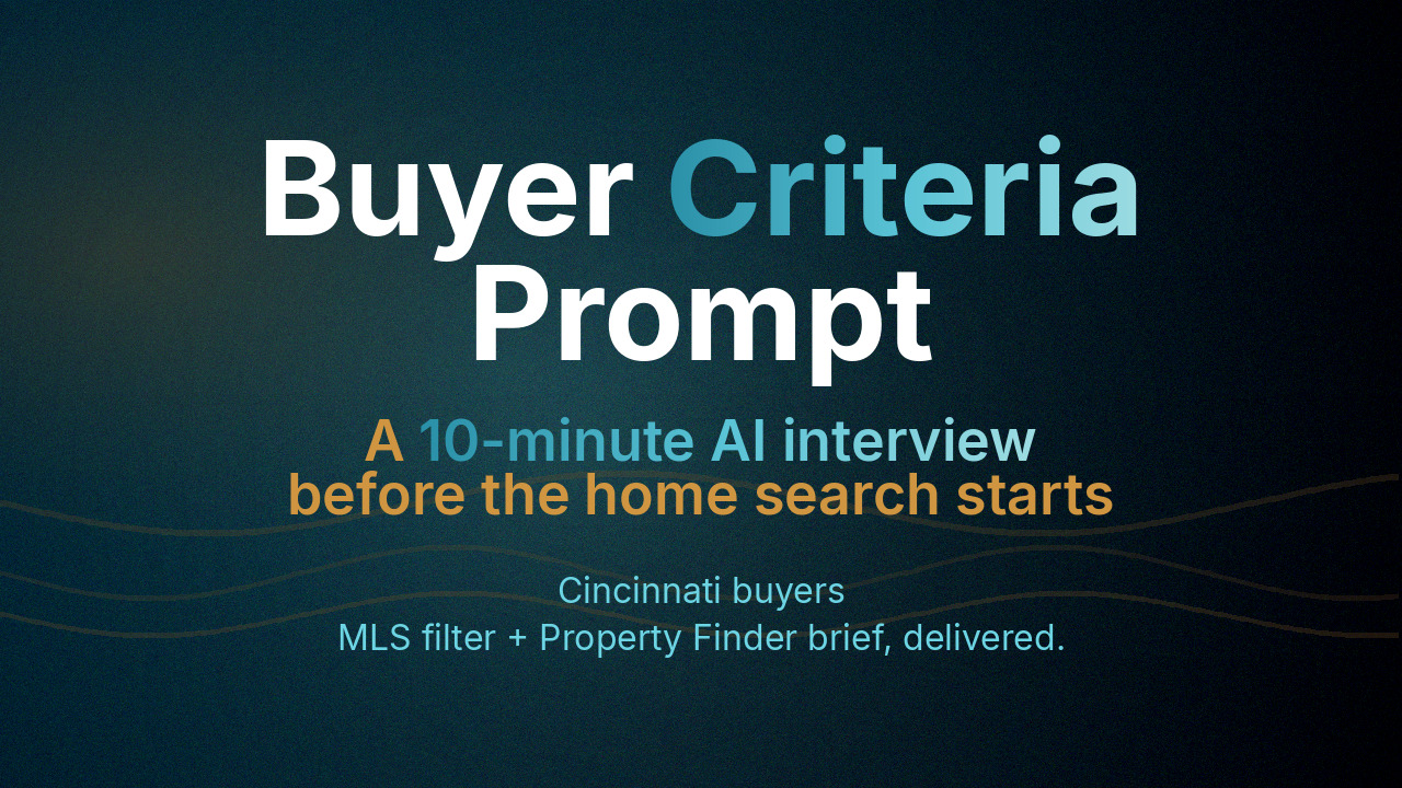 A Buyer Criteria Prompt Every Cincy Buyer Should Run Before Searching for Homes.